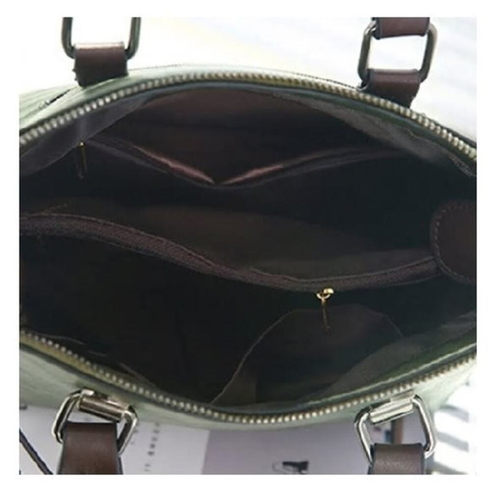 Red Wine plaid fur ball pendant large capacity handbag - Picture 5 of 5